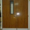 Double personnel Fire Doors with wood grain finish